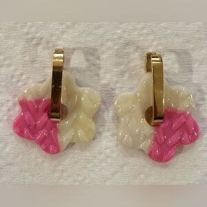 New Pink and white Flower Earrings made by me with polymer clay.